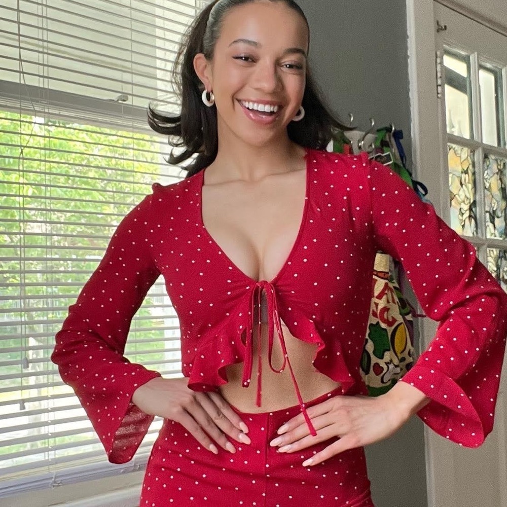 FOREVER 21 Red Polka Dot Jumpsuit